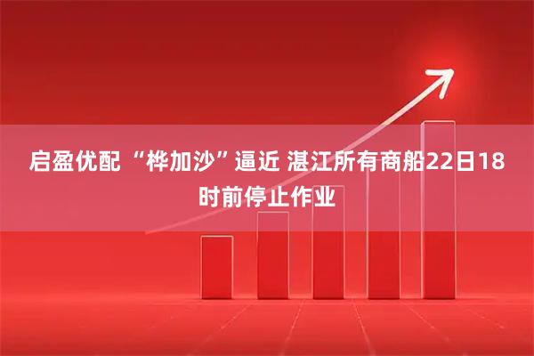 启盈优配 “桦加沙”逼近 湛江所有商船22日18时前停止作业