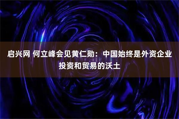 启兴网 何立峰会见黄仁勋：中国始终是外资企业投资和贸易的沃土