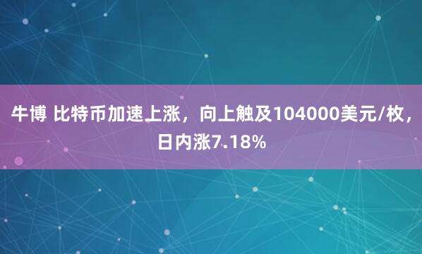 牛博 比特币加速上涨，向上触及104000美元/枚，日内涨7.18%